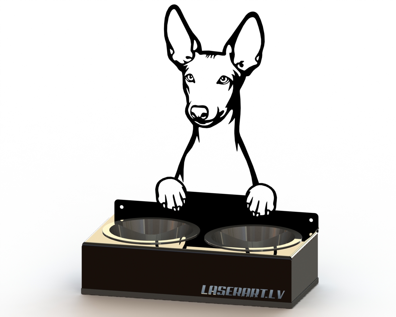 2-Bowl Dog Feeder, Cirnechi dell’Etna Dog breed, Raised Feeding Station