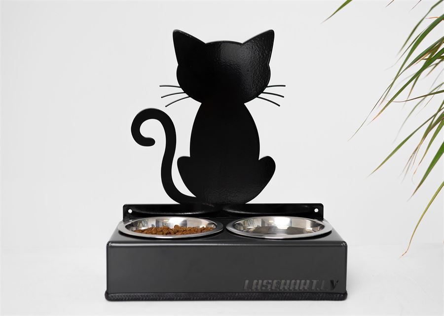 Mangeoire pour chat à 2 bols. Conception de base (101)