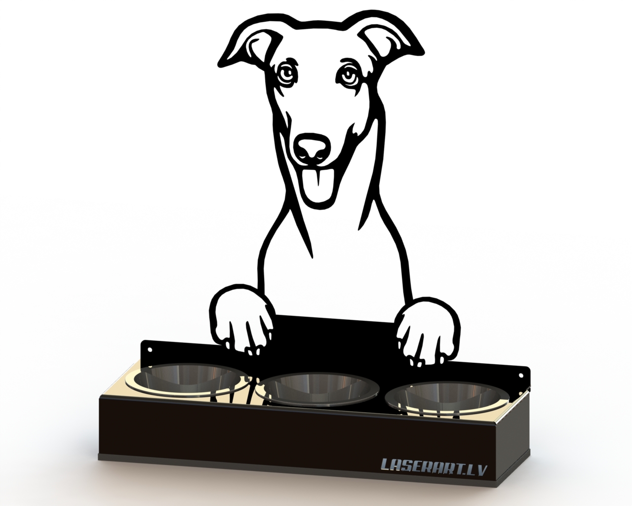 3-Bowl Dog Feeder, Greyhounds Dog breed, Raised Feeding Station