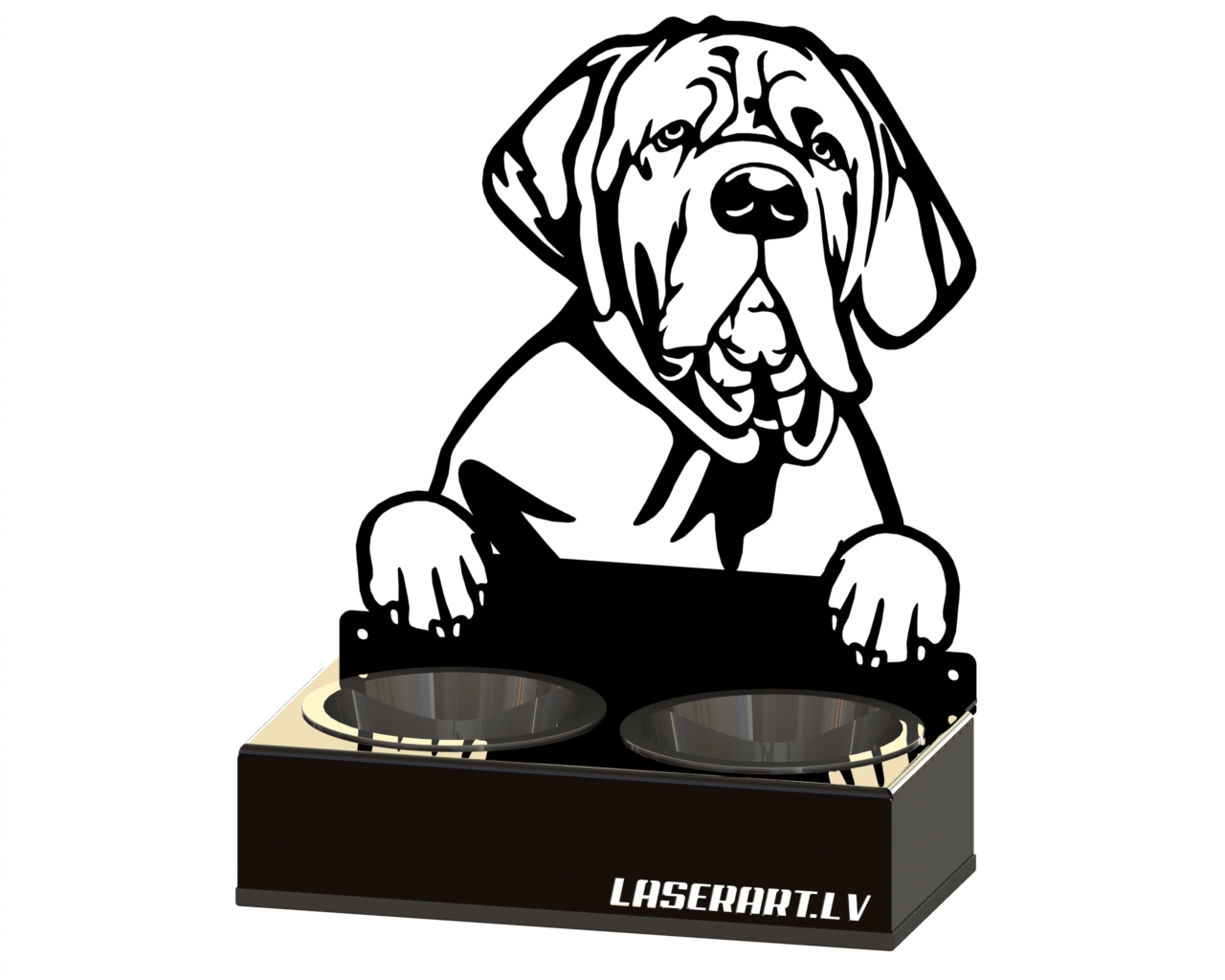 2-Bowl Dog Feeder, Neapolitan Mastiffs Dog breed, Raised Feeding Station