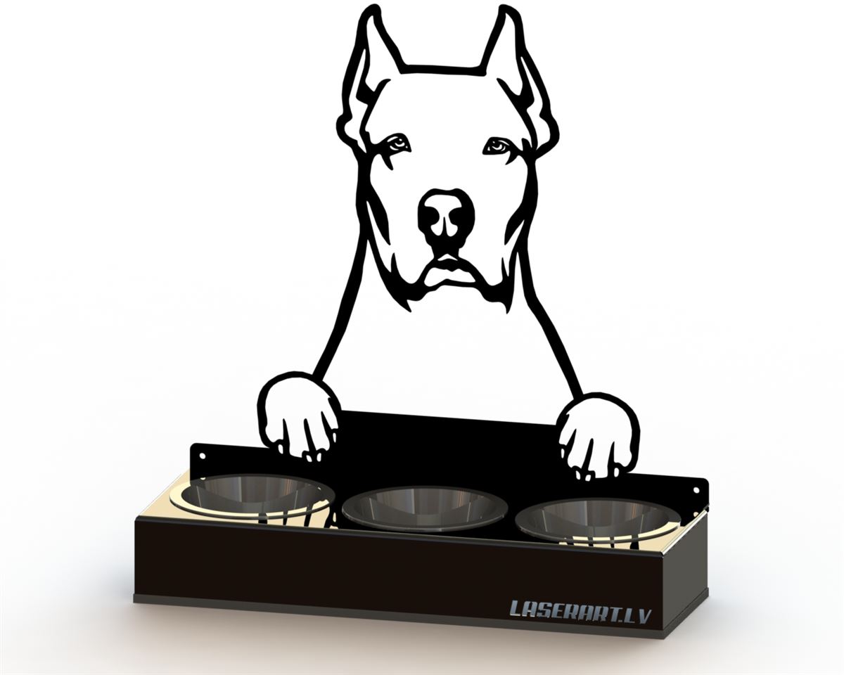 3-Bowl Dog Feeder, Dogo Argentino Dog breed, Raised Feeding Station
