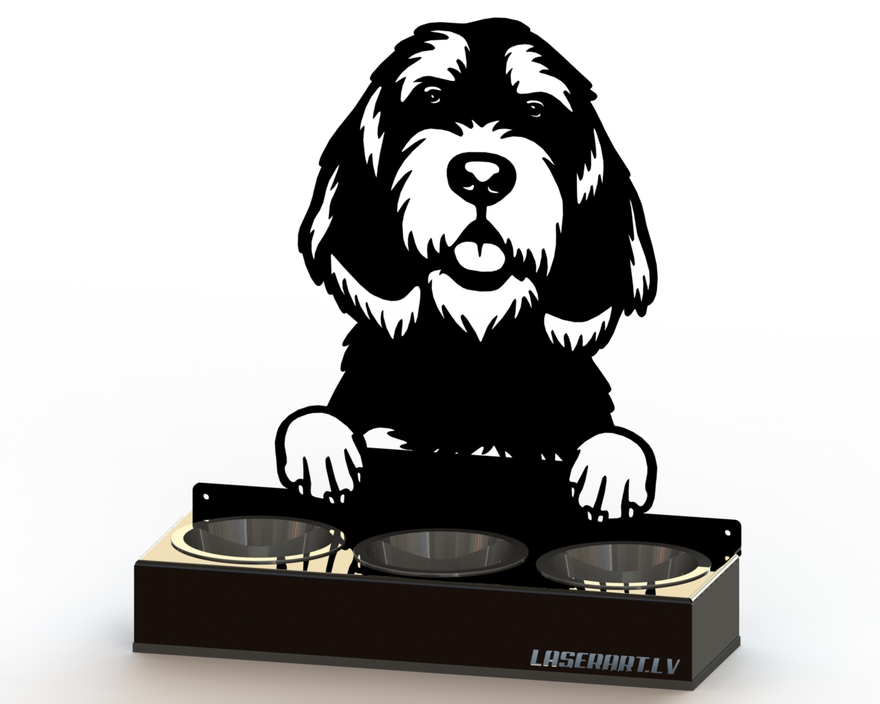 3-Bowl Dog Feeder, Otterhounds Dog breed, Raised Feeding Station