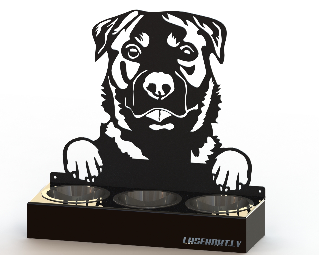 Mangeoire pour chien à 3 bols, Rotwellers Dog breed, Raised Feeding Station