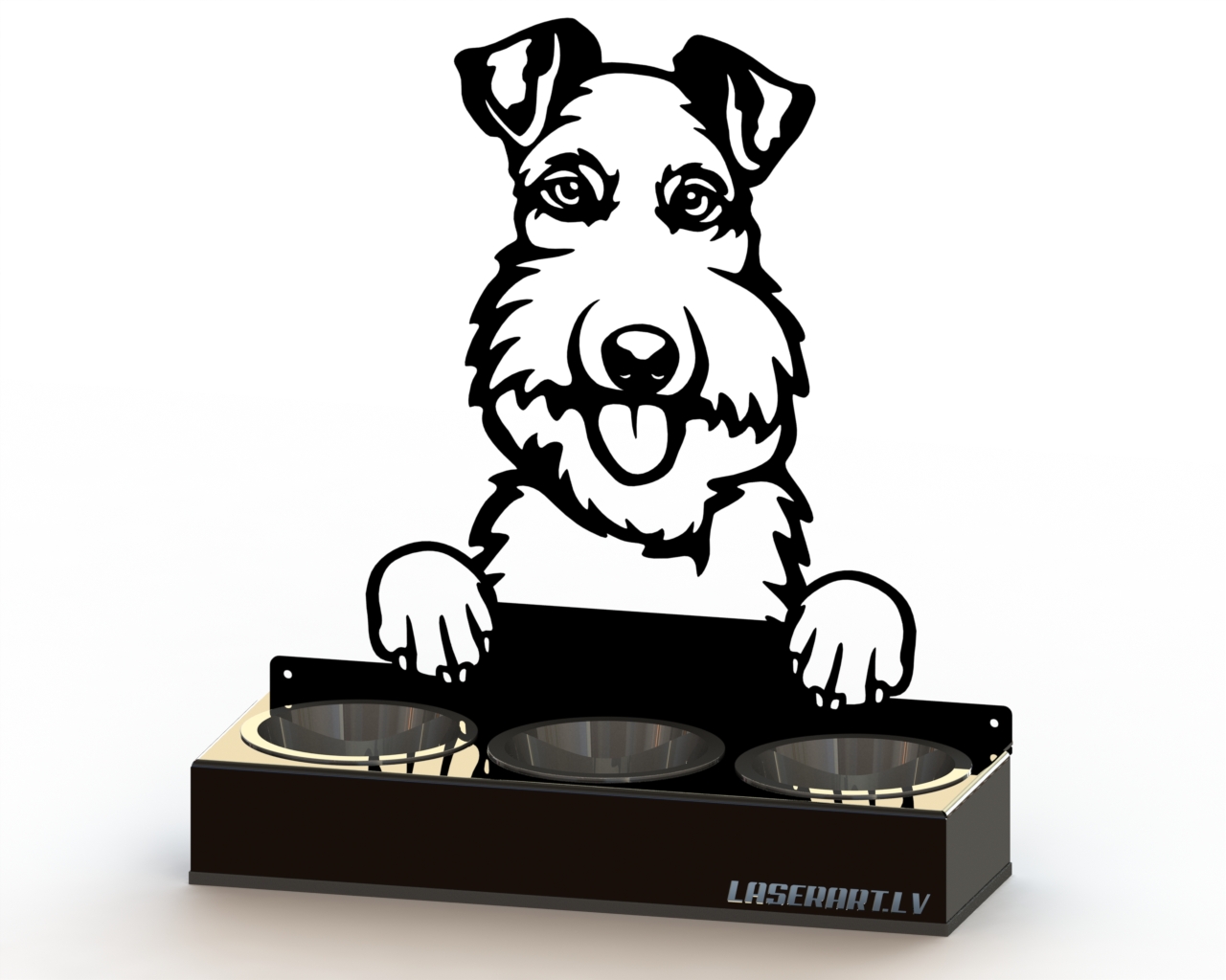 3-Bowl Dog Feeder, Fox Terriers (Wire) Dog breed, Raised Feeding Station