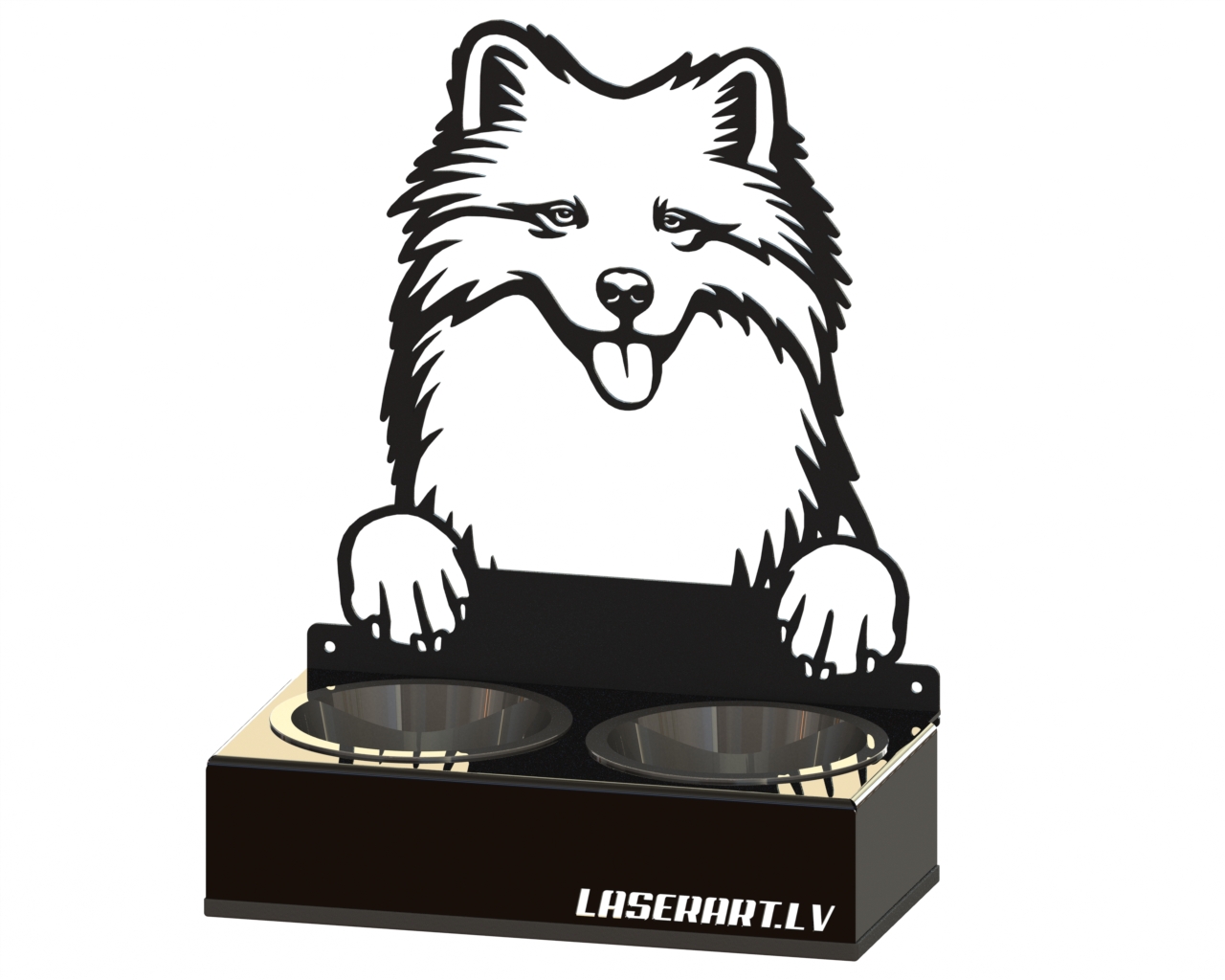 Mangeoire pour chien à 2 bols, Samoyeds Dog breed, Raised Feeding Station