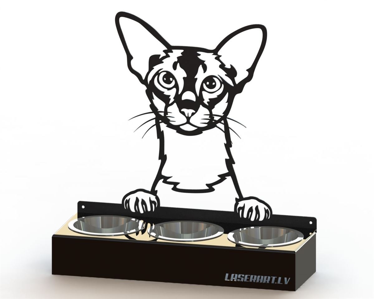 Mangeoire pour chat à 3 bols, Colorpoint Shorthair Cat breed, Raised Feeding Station