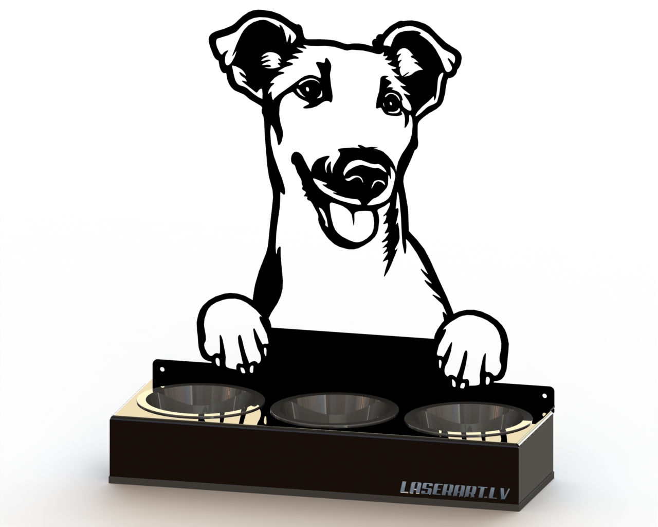 3-Bowl Dog Feeder, Fox Terriers (Smooth) Dog breed, Raised Feeding Station