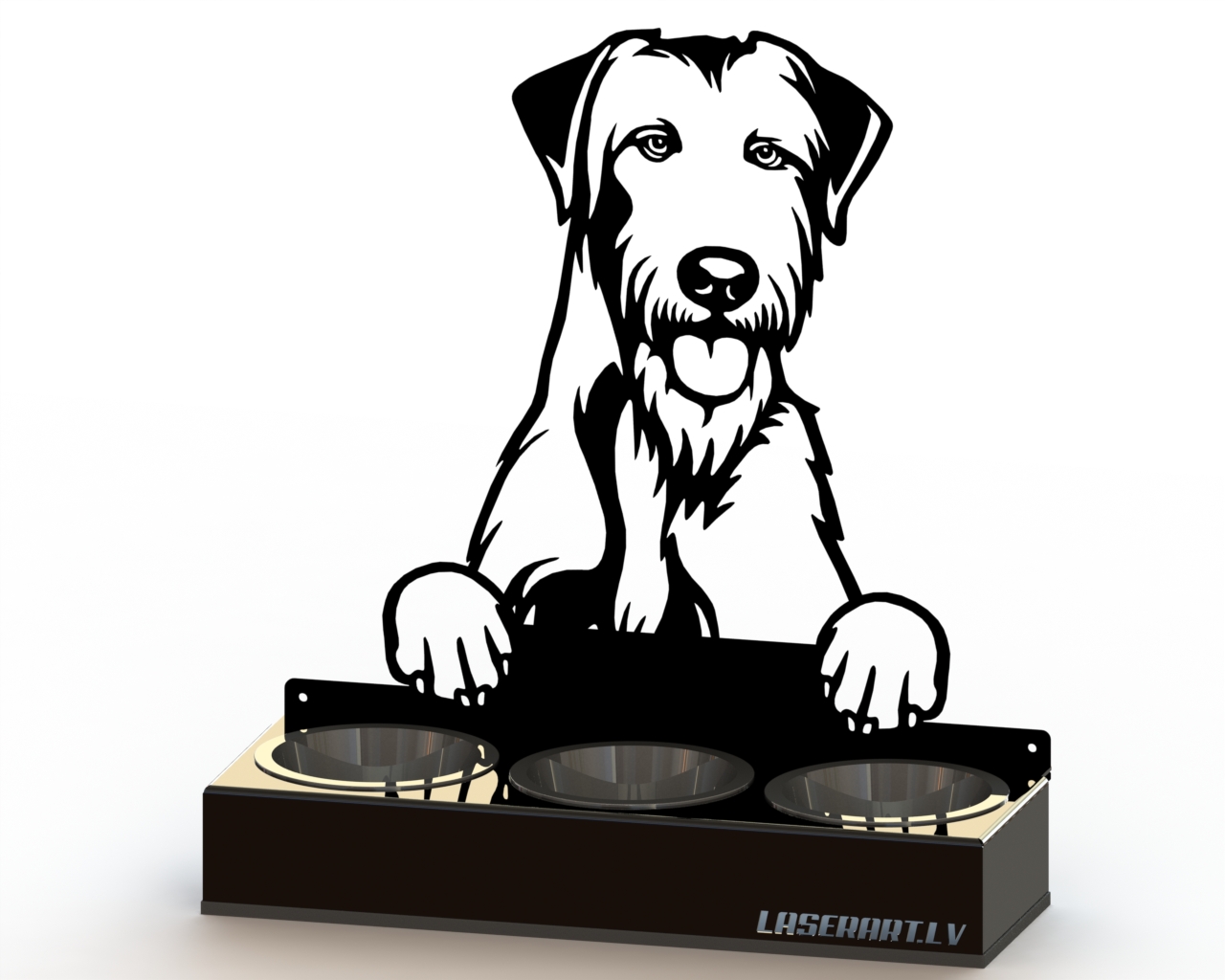 3-Bowl Dog Feeder, Irish Wolfhounds Dog breed, Raised Feeding Station