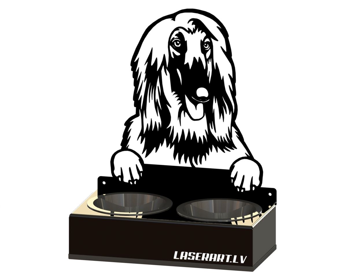 2-Bowl Dog Feeder, Afghan Hounds  Dog breed, Raised Feeding Station