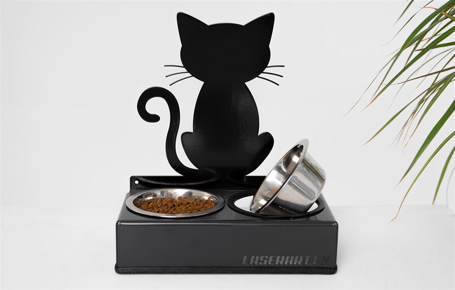 Mangeoire pour chat à 2 bols. Conception de base (101)