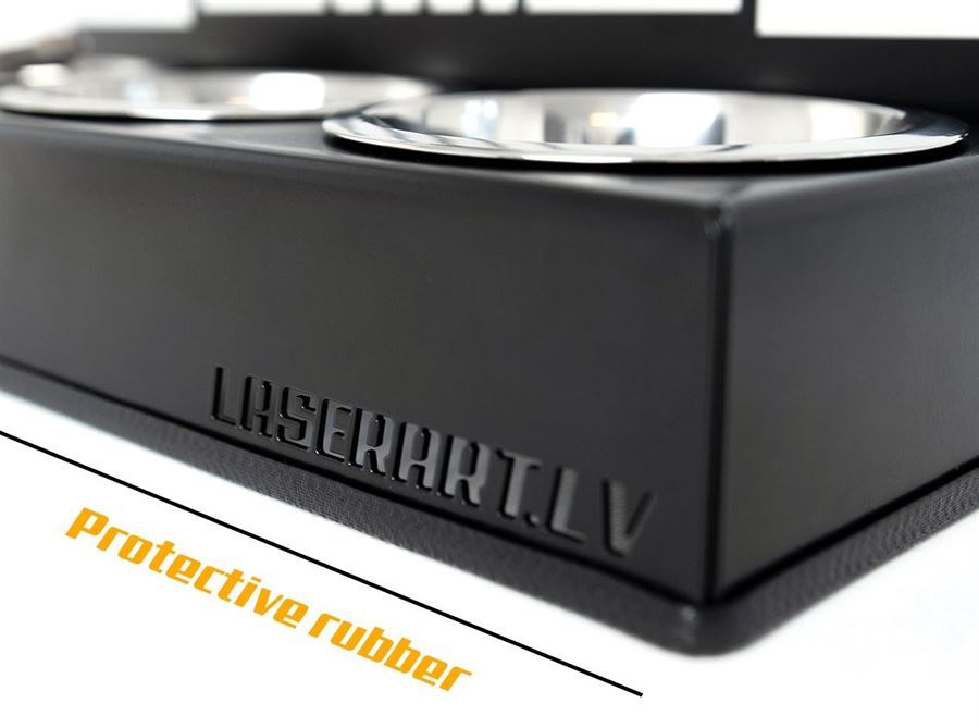 2-Bowl Dog Feeder, Miniature American Shepherds Dog breed, Raised Feeding Station