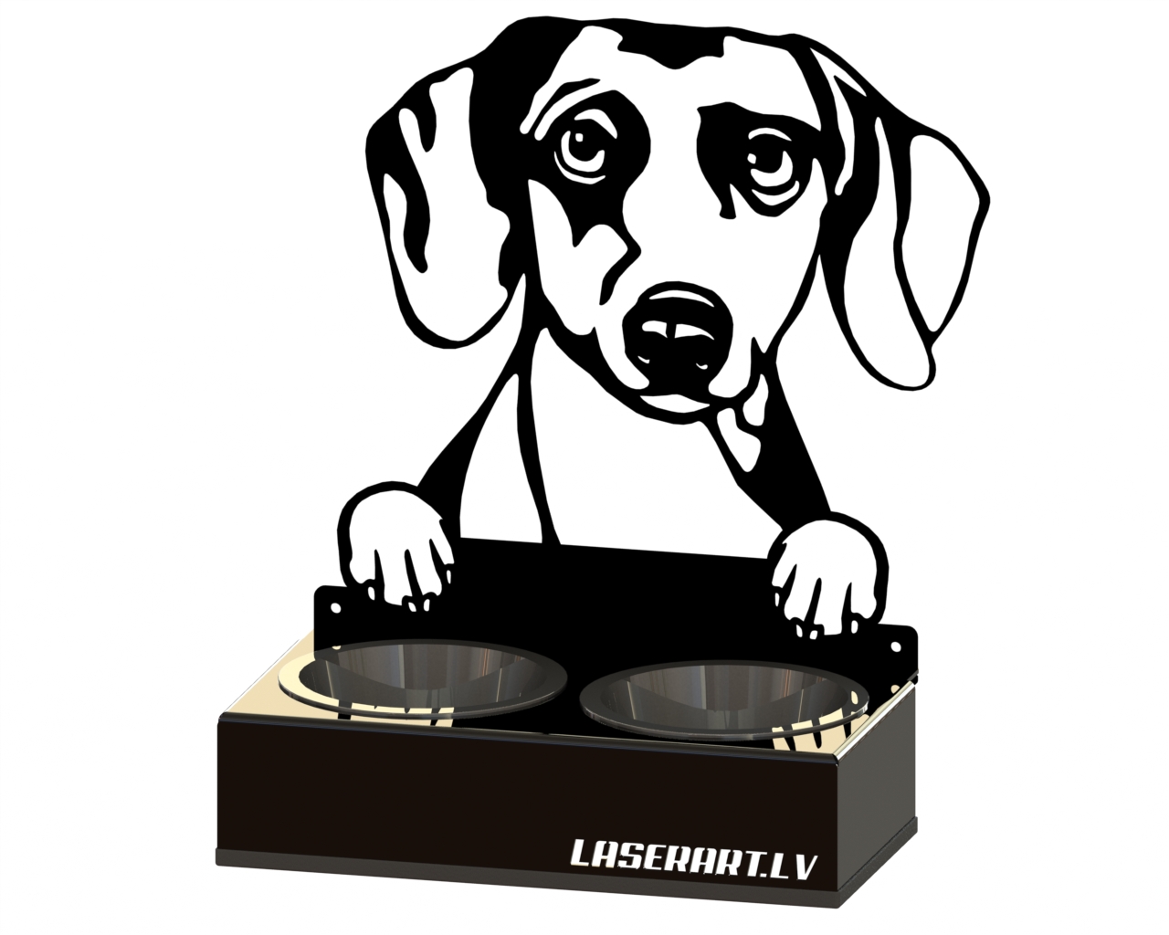 2-Bowl Dog Feeder, Daschounds Dog breed, Raised Feeding Station