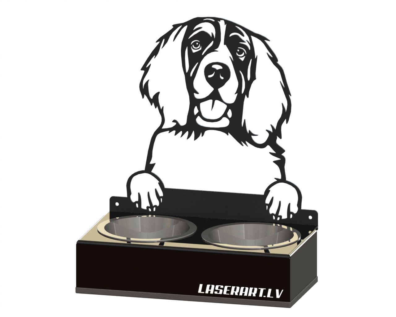 Mangeoire pour chien à 2 bols, Spaniels (English Springer) Dog breed, Raised Feeding Station